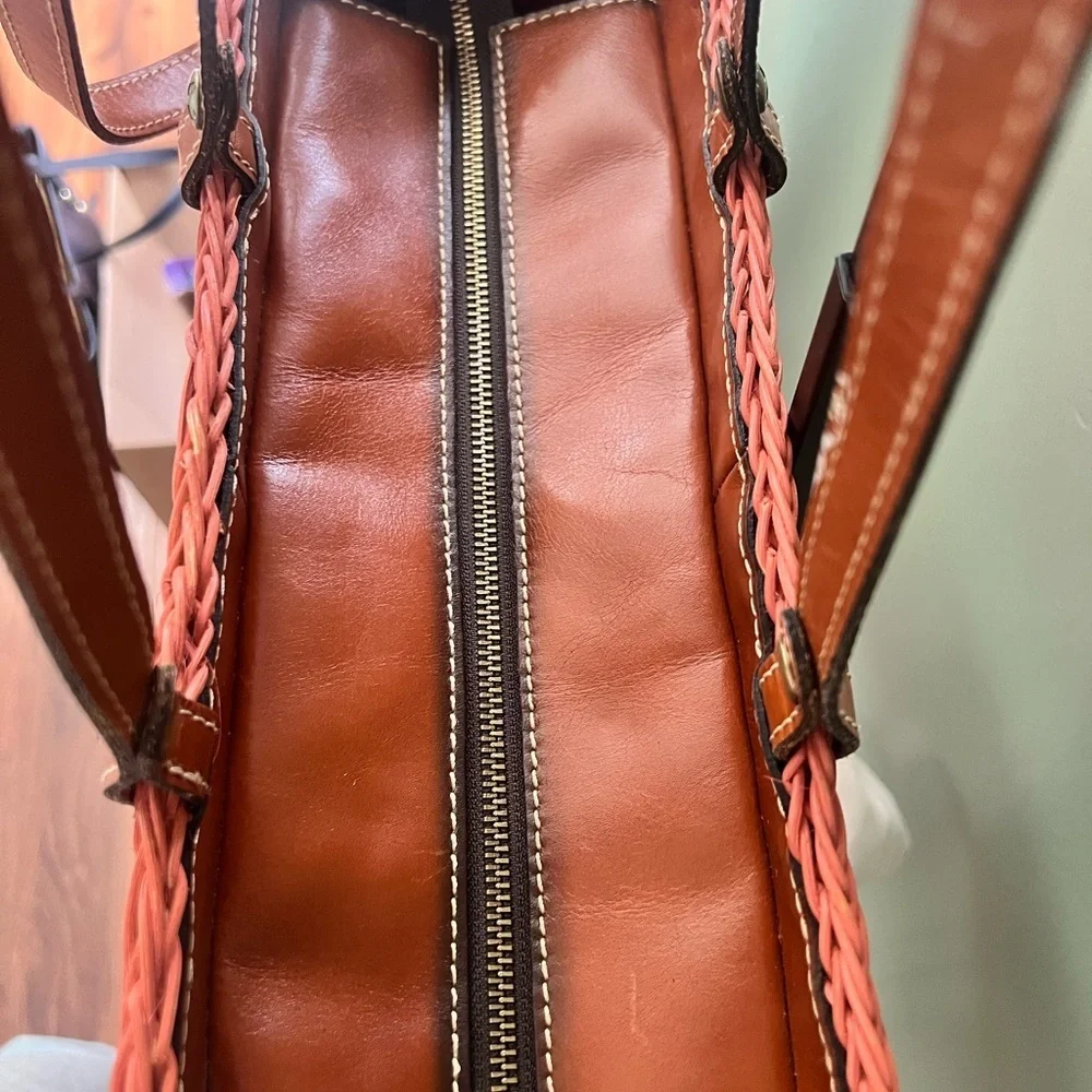Patricia Nash Coral Woven Tote Bag